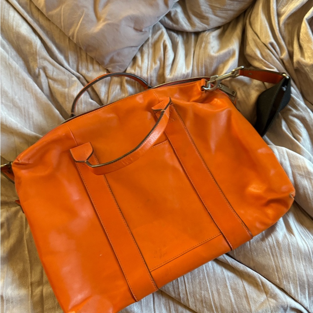 Orange Leather messenger bag by Jack Spade